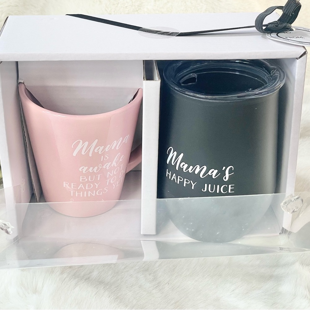 Mama  Drinkware Set - Pink and Black 11oz mug/14oz tumbler